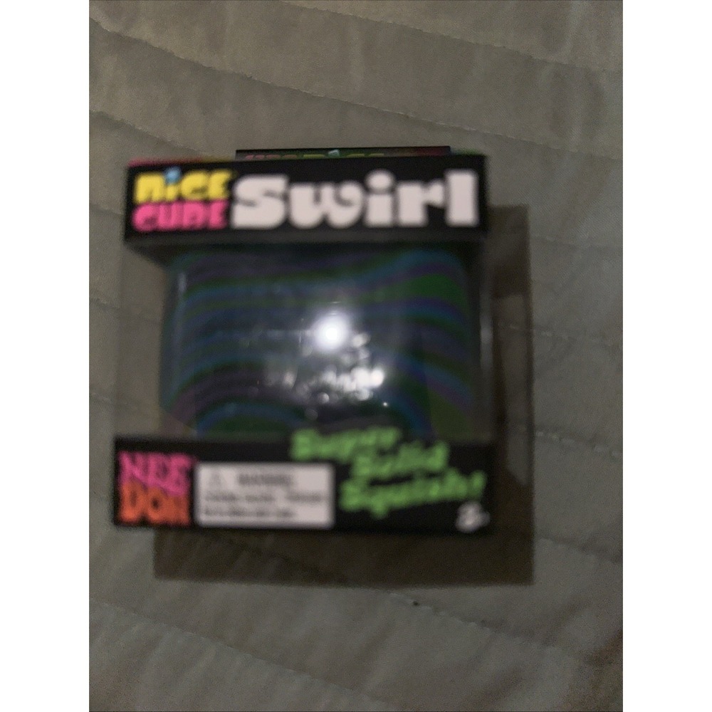 Nee Doh Nice Cube Swirl Super Solid Squish Squeeze Toy Blue Green Purple